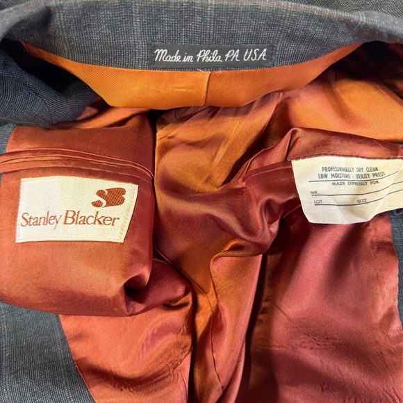 Vintage Stanley Blacker 2 Piece Suit Made in USA Classic‎ Men's Size 40R 38X29 - Picture 5 of 11